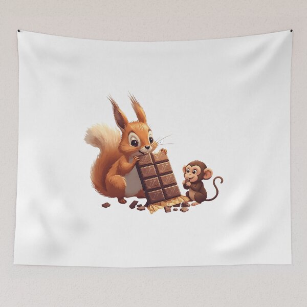 Item preview, A squirrel and a monkey eating chocolate designed and sold by Designfs.
