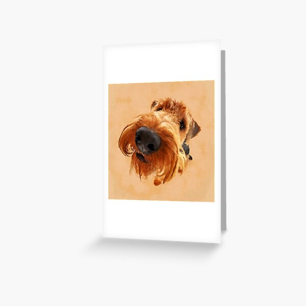 Funny Airedale Terrier Digital Art Greeting Card