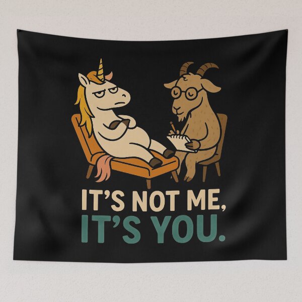 Item preview, Funny Unicorn Therapy Session Cartoon with Goat Therapist. designed and sold by The-T-In-Retro.
