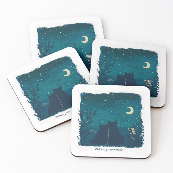 Item preview, Cats cuddling by the ocean under the moonlight designed and sold by ivelinda.