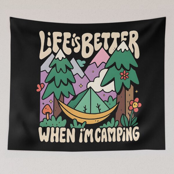Item preview, Life Is Better Camping Cute Outdoor Adventure Art Hiking Nature Mountain designed and sold by DrawHandArt.