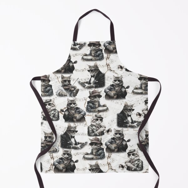 Item preview, Vintage Musical Cats Pattern | Cat Art | Black & White designed and sold by UnhingedBird.
