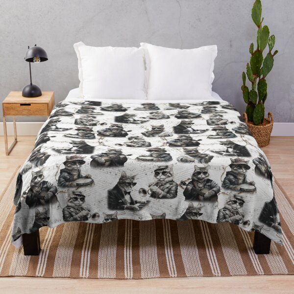 Item preview, Vintage Musical Cats Pattern | Cat Art | Black & White designed and sold by UnhingedBird.