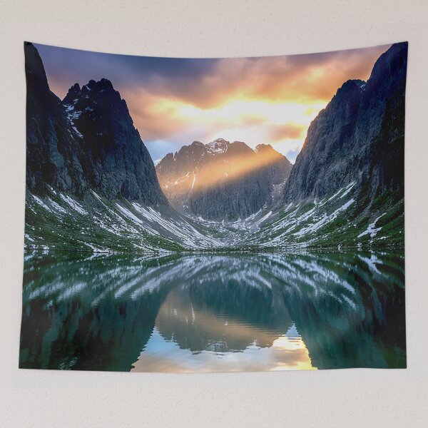 Item preview, Sunrise Rays Over Mountain Lake designed and sold by Exodoi.