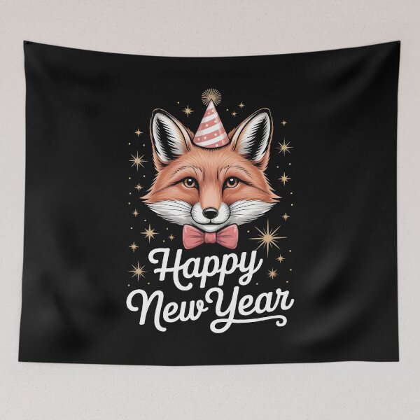 Item preview, Happy New Year Fox – Cute Fox in Party Hat Illustration designed and sold by CalmDownZone ⭐️⭐️⭐️⭐️⭐️.