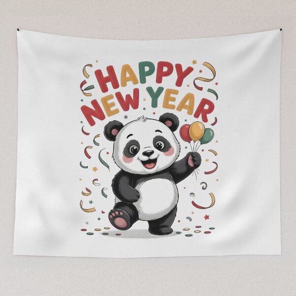 Item preview, Happy New Year Panda – Cute Festive Panda Illustration designed and sold by CalmDownZone ⭐️⭐️⭐️⭐️⭐️.