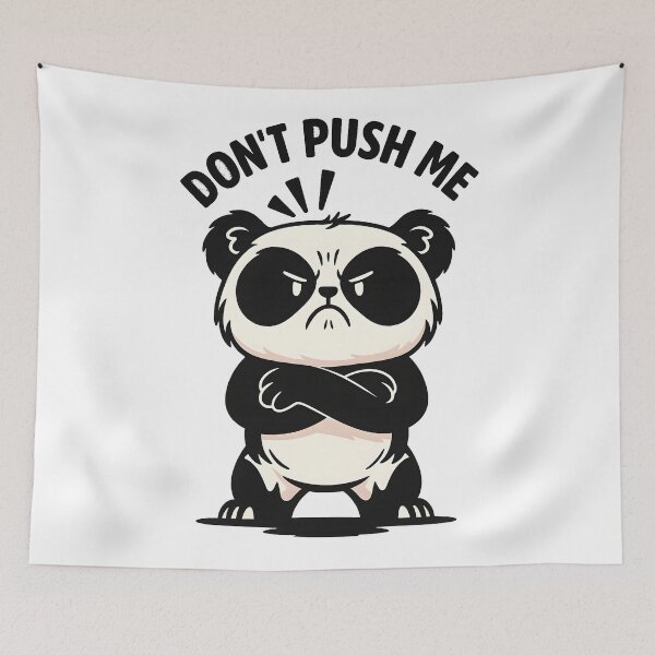 Item preview, Cute Angry Panda Don't Push Me Funny Warning Cartoon Grumpy Animal Humor Design designed and sold by DrawHandArt.