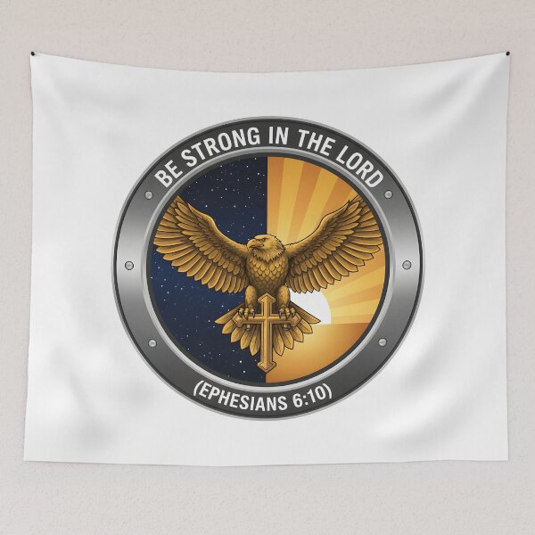 Item preview, Bold Christian Eagle with Cross and Sunrise Emblem. designed and sold by loveandlightrb.