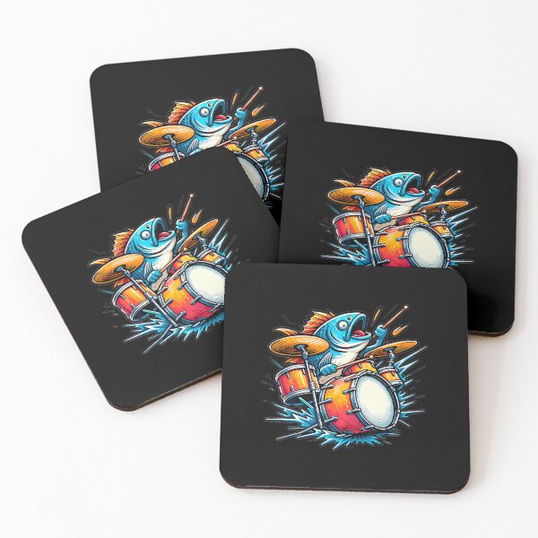 Item preview, Funny Fishing Design Fish Playing Drums designed and sold by KatheWanda.