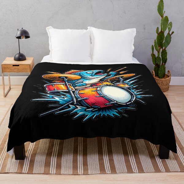 Item preview, Funny Fishing Design Fish Playing Drums designed and sold by KatheWanda.