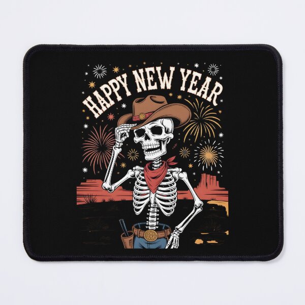 Item preview, Cowboy Skeleton Happy New Year – Western Style Festival Art designed and sold by CalmDownZone ⭐️⭐️⭐️⭐️⭐️.