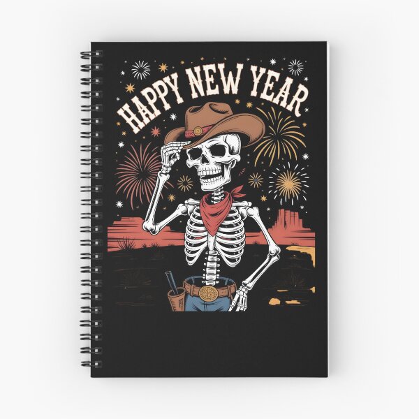Item preview, Cowboy Skeleton Happy New Year – Western Style Festival Art designed and sold by CalmDownZone ⭐️⭐️⭐️⭐️⭐️.