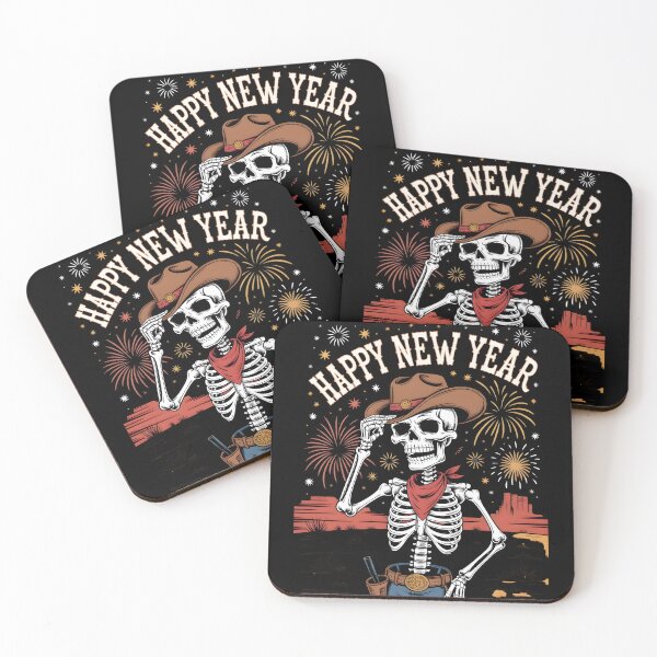 Item preview, Cowboy Skeleton Happy New Year – Western Style Festival Art designed and sold by CalmDownZone ⭐️⭐️⭐️⭐️⭐️.