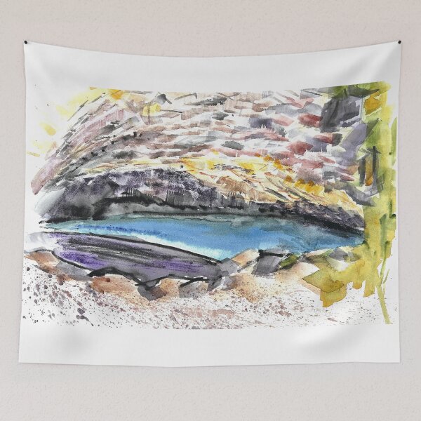 Item preview, watercolour inside the Furnas de Alxofre volcano designed and sold by nathalie renotte.