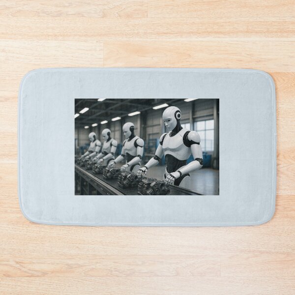 Item preview, "Robots Assembling Machinery in High-Tech Factory" designed and sold by TheWonkyEaselCo.