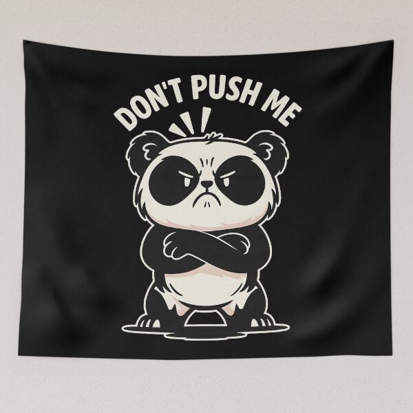 Item preview, Cute Angry Panda Don't Push Me Funny Warning Cartoon Grumpy Animal Humor Design designed and sold by DrawHandArt.