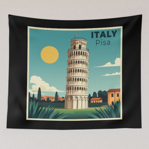 Item preview, A Nostalgic Classic Travel Poster – Italy Pisa Tower designed and sold by Blok45.