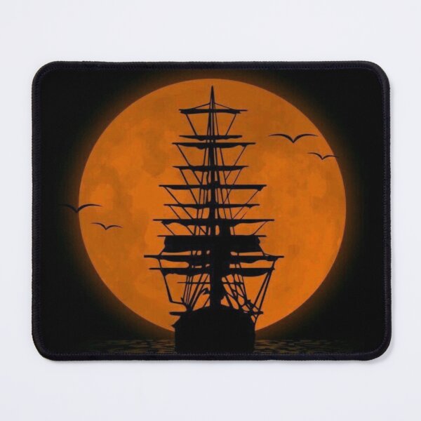 Item preview, Drawing of Pirate Ship Under The Blood Moon designed and sold by NivyasArtistry.