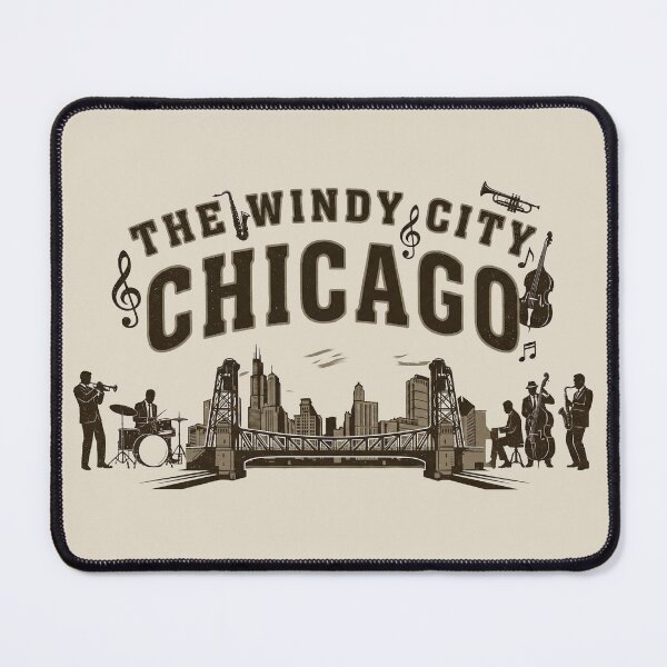 Item preview, Vintage Chicago Jazz - The Windy City Skyline & Band - Heather Oatmeal edition designed and sold by Miss Cutie Designs.