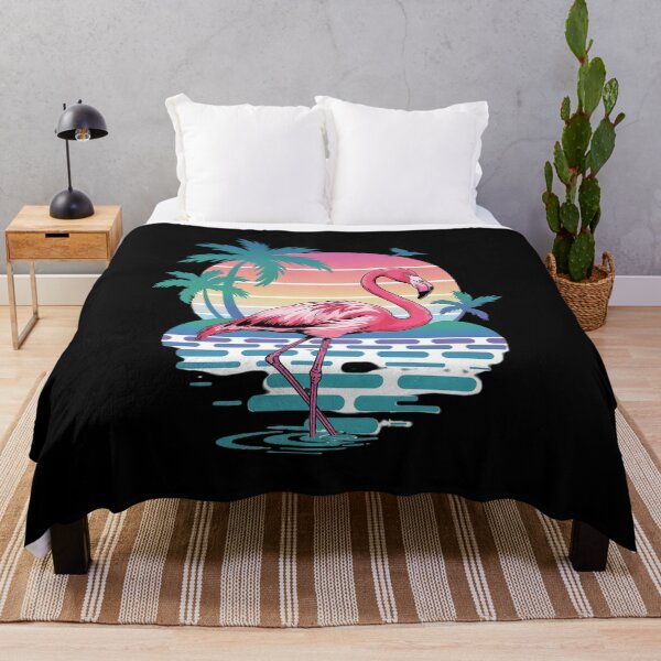 Item preview, Flamingo Beach Summer Palm Trees Tropical Summer designed and sold by lilLilaBatArt.