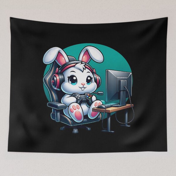 Item preview, Gaming Bunny Rabbit Playing Video Games Boys Girls Graphic designed and sold by AntoinetteKris.
