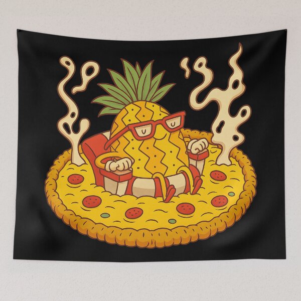 Item preview, Cool Pineapple Relaxing on Cheese Pizza – Cute Kawaii Food Design designed and sold by DrawHandArt.