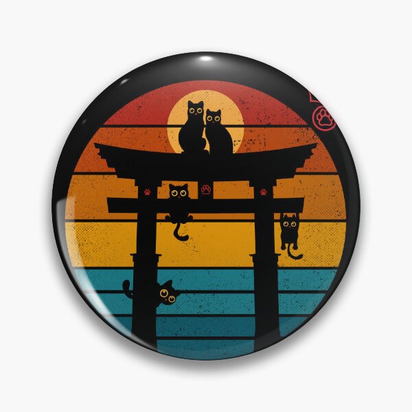 Item preview, Retro Sunset Cat Shrine - Neko Jinja Torii Gate Vintage Design designed and sold by erion5k.