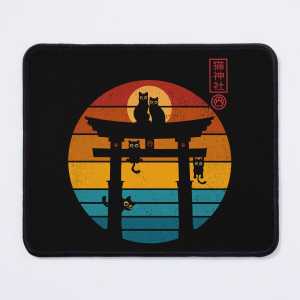 Item preview, Retro Sunset Cat Shrine - Neko Jinja Torii Gate Vintage Design designed and sold by erion5k.