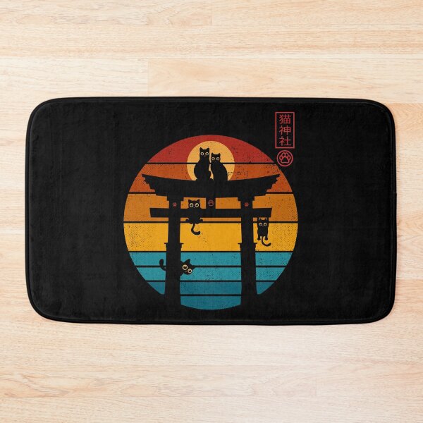 Item preview, Retro Sunset Cat Shrine - Neko Jinja Torii Gate Vintage Design designed and sold by erion5k.