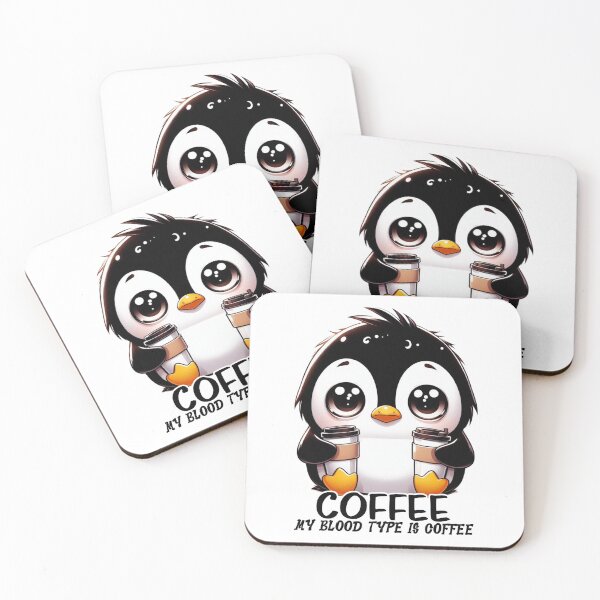 Item preview, Cute Penguin Coffee Lover – My Blood Type Is Coffee – Funny Animal Barista Art designed and sold by Lulunza.