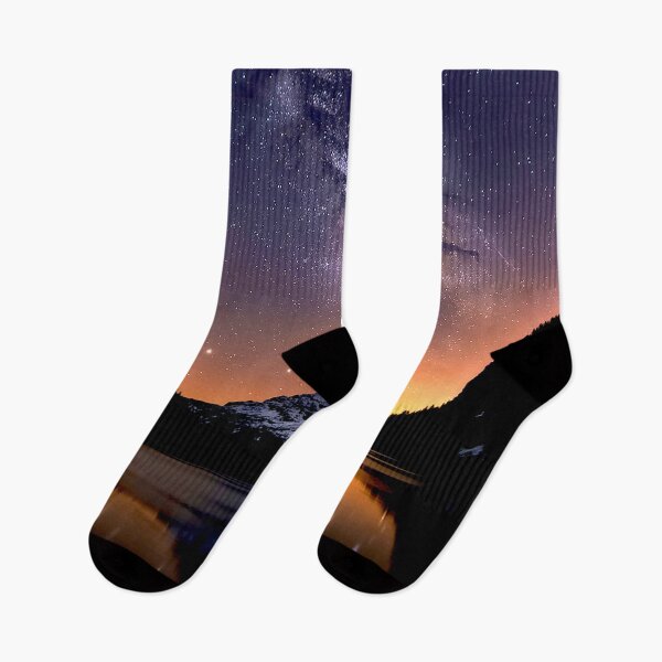 Item preview, Milky Way Over Snowy Mountain Reflected in Still Lake designed and sold by Exodoi.