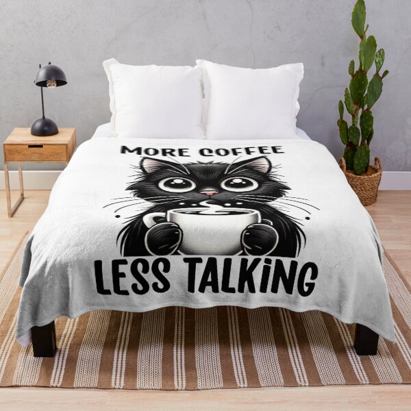 Item preview, Black Cat Coffee Lover – More Coffee Less Talking – Cute Kawaii Cat With Coffee Cup designed and sold by Lulunza.