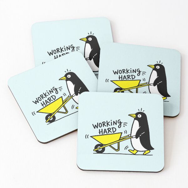 Item preview, Cute Penguin Pushing "Working Hard" Wheelbarrow designed and sold by Animepic222.