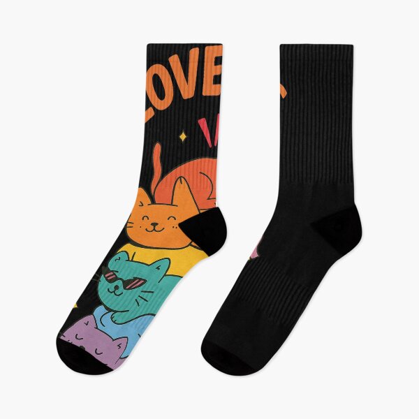 Item preview, Cute Rainbow Love Cats Stack Kawaii Colorful Cat Pride Illustration designed and sold by DrawHandArt.