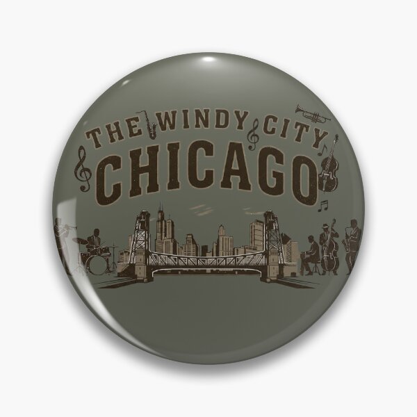 Item preview, Vintage Chicago Jazz - The Windy City Skyline & Band - Heather Olive edition designed and sold by Miss Cutie Designs.