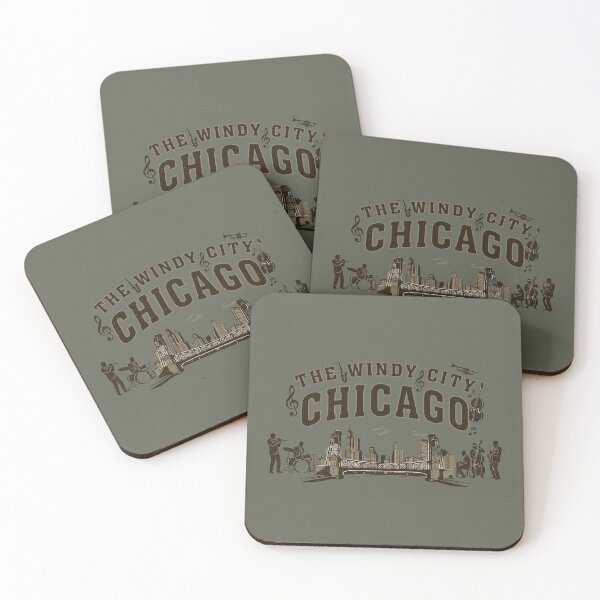 Item preview, Vintage Chicago Jazz - The Windy City Skyline & Band - Heather Olive edition designed and sold by Miss Cutie Designs.