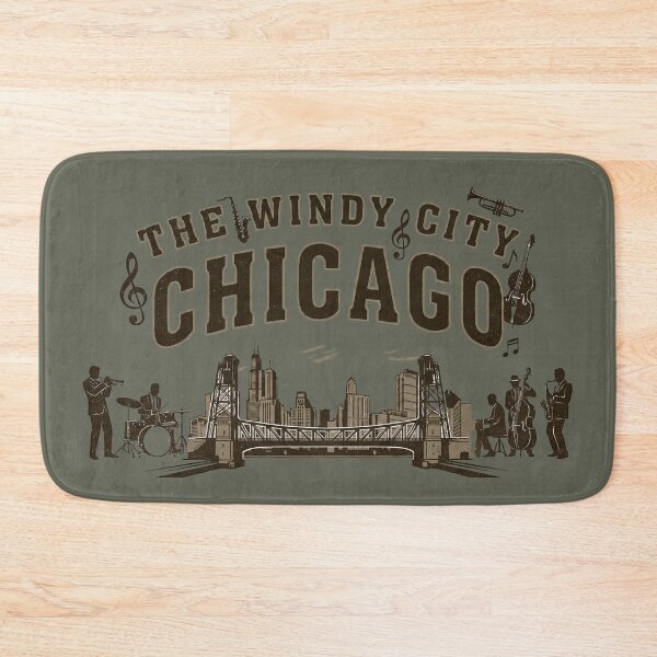 Item preview, Vintage Chicago Jazz - The Windy City Skyline & Band - Heather Olive edition designed and sold by Miss Cutie Designs.