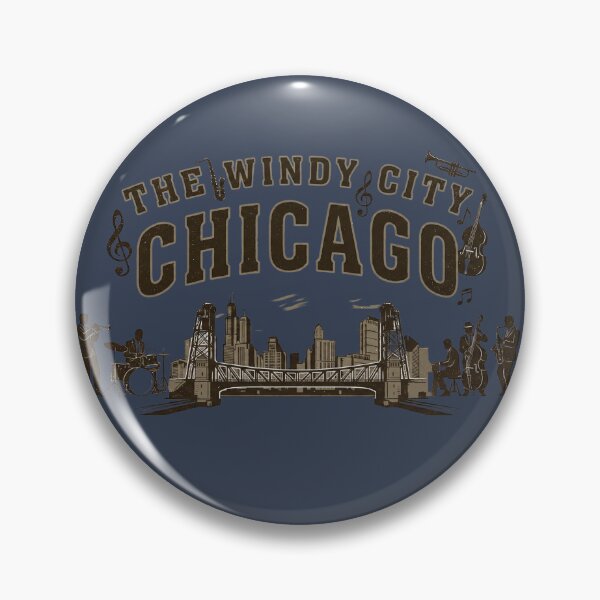 Item preview, Vintage Chicago Jazz - The Windy City Skyline & Band - Heather Navy edition designed and sold by Miss Cutie Designs.