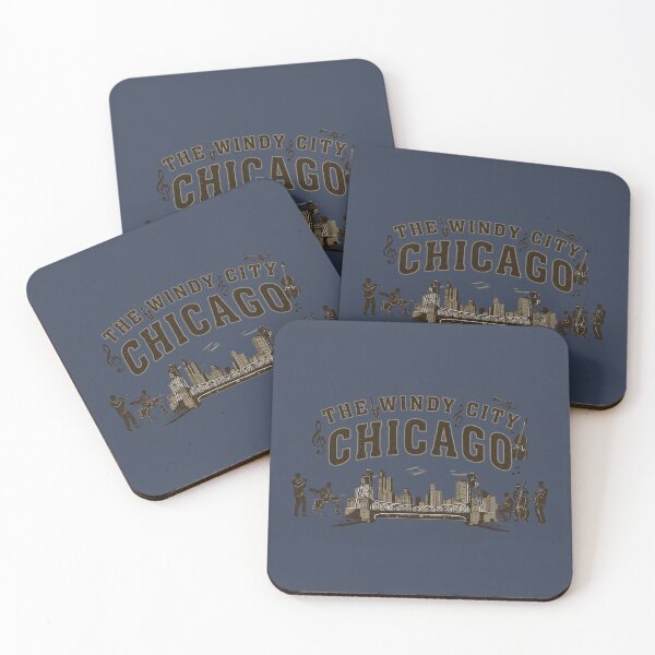 Item preview, Vintage Chicago Jazz - The Windy City Skyline & Band - Heather Navy edition designed and sold by Miss Cutie Designs.