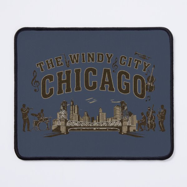 Item preview, Vintage Chicago Jazz - The Windy City Skyline & Band - Heather Navy edition designed and sold by Miss Cutie Designs.