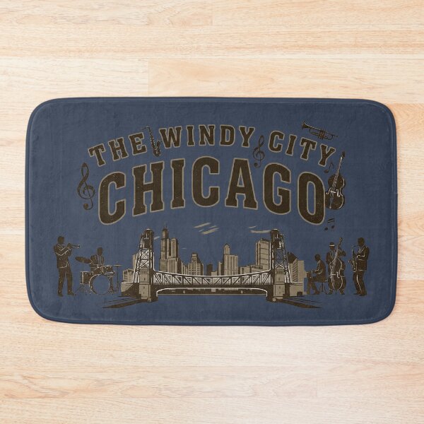 Item preview, Vintage Chicago Jazz - The Windy City Skyline & Band - Heather Navy edition designed and sold by Miss Cutie Designs.