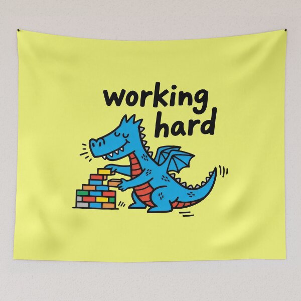 Item preview, Cute Blue Dragon Building Bricks Working Hard designed and sold by Animepic222.