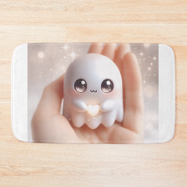Item preview, Cute Baby Ghost Holding Glowing Heart – Kawaii Halloween Ghost Art designed and sold by shopwithcare.