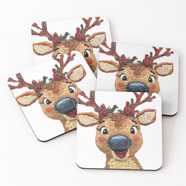 Item preview, Festive Embroidered Reindeer – Whimsical Christmas Stitch Art designed and sold by MiraLumeStudio.