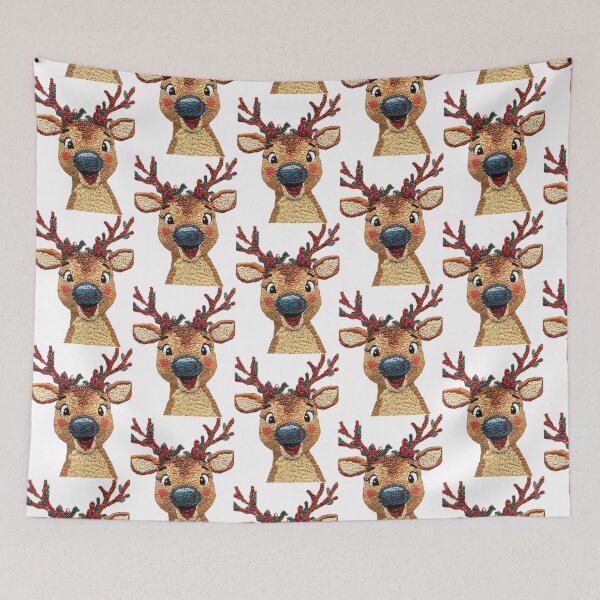 Item preview, Festive Embroidered Reindeer – Whimsical Christmas Stitch Art designed and sold by MiraLumeStudio.