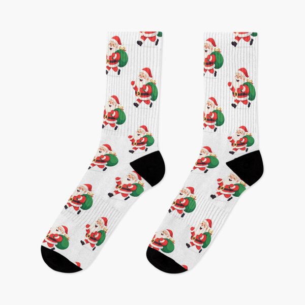 Item preview, Cute Running Santa Claus with Gift Bag – Merry Christmas Cartoon Illustration designed and sold by FraktalMoods.