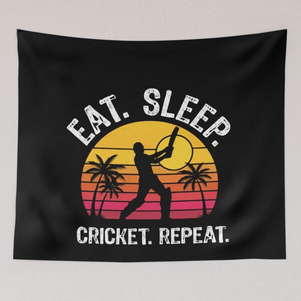 Item preview, Eat Sleep Cricket Repeat Sunset Field Stories designed and sold by SkeletonsDanger.