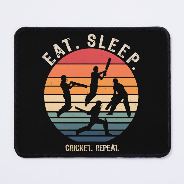 Item preview, Eat Sleep Cricket Repeat Retro Spin Magic designed and sold by SkeletonsDanger.