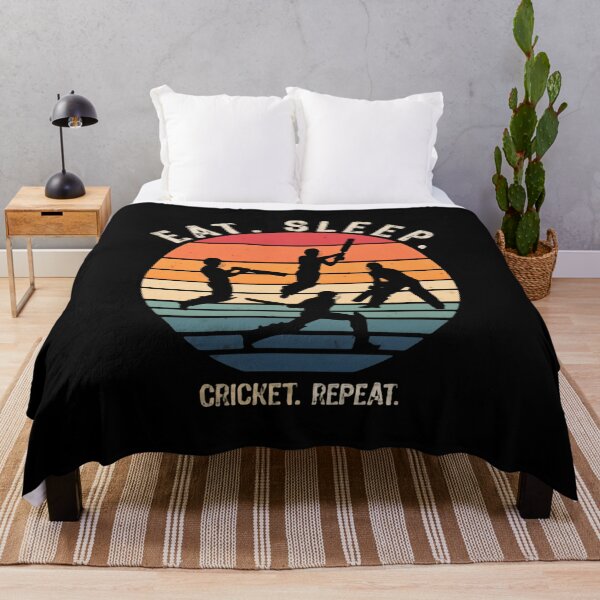 Item preview, Eat Sleep Cricket Repeat Retro Spin Magic designed and sold by SkeletonsDanger.