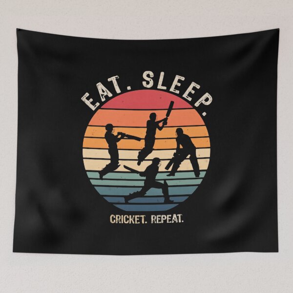 Item preview, Eat Sleep Cricket Repeat Retro Spin Magic designed and sold by SkeletonsDanger.